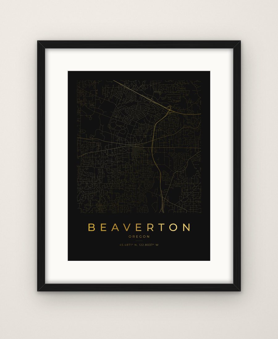 Beaverton, Oregon map print