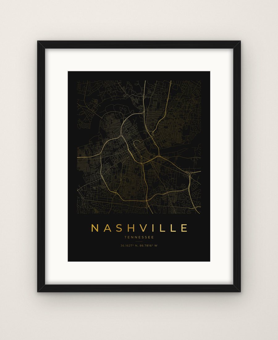 Nashville, Tennessee map print