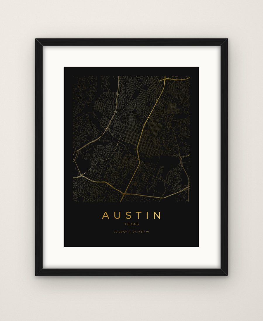 Austin, Texas map print