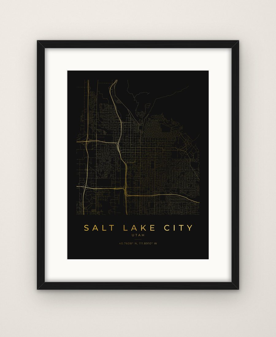 Salt Lake City, Utah map print