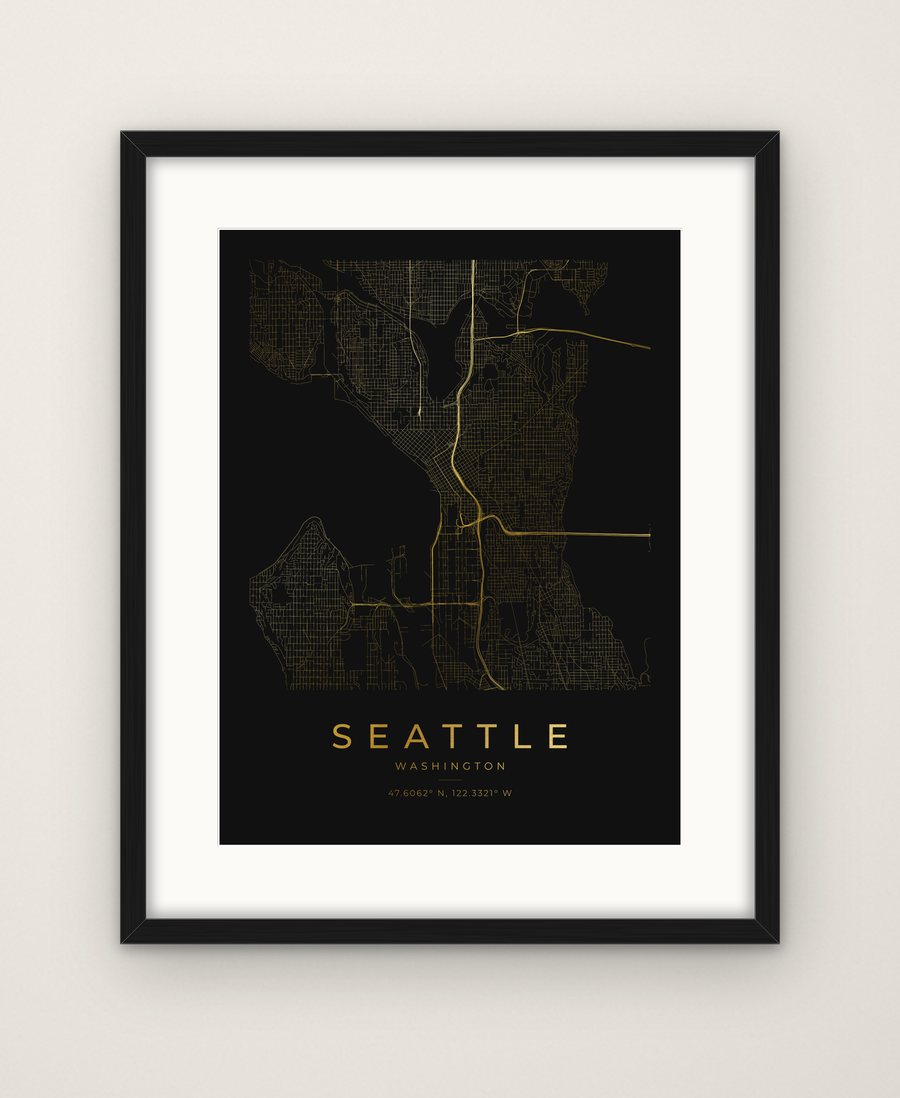 Seattle, Washington map print