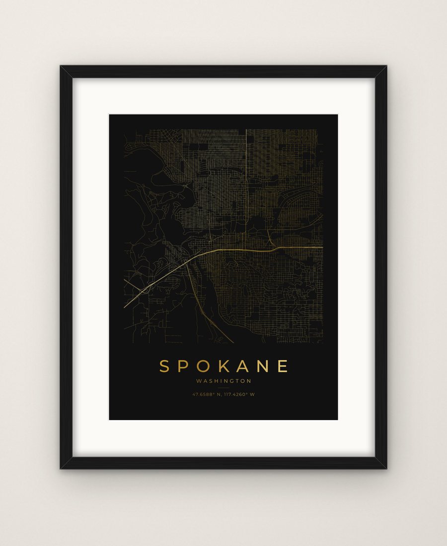 Spokane, Washington map print